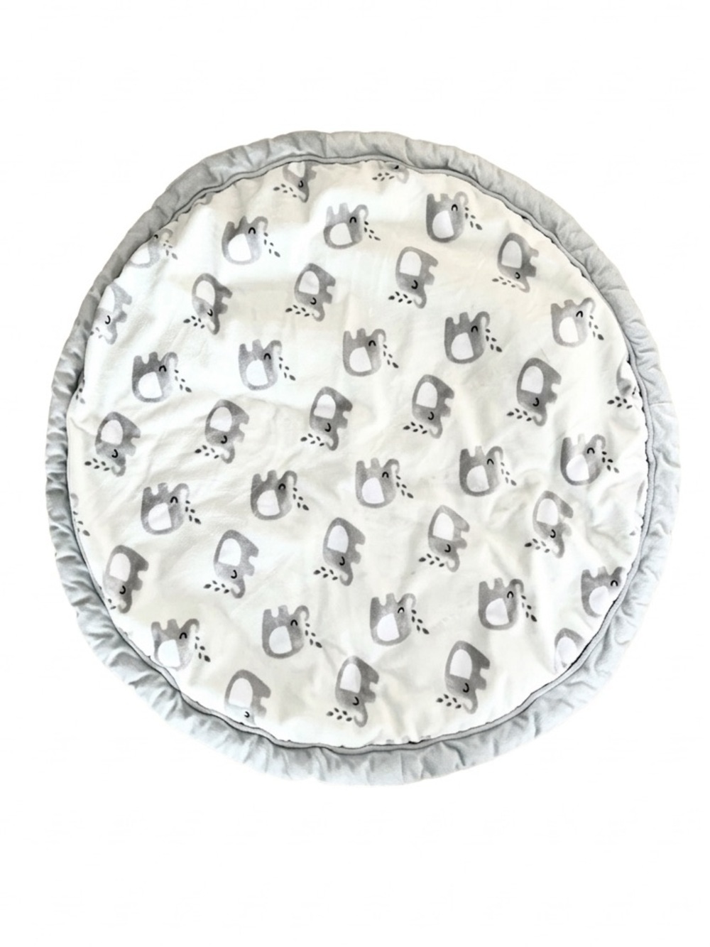 EUC Gray & White Large Baby Play Mat with Elephant Print Cozy Plush One Size
